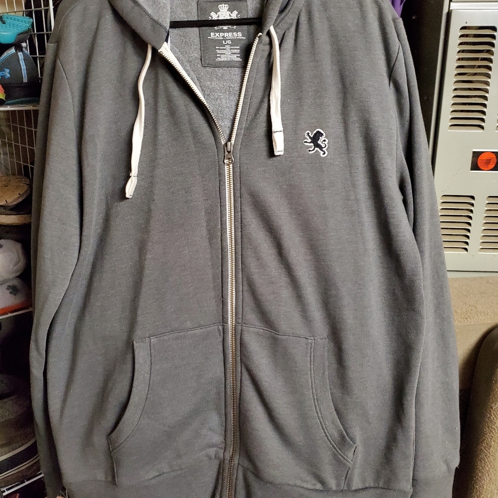 Grey express zip up hoodie